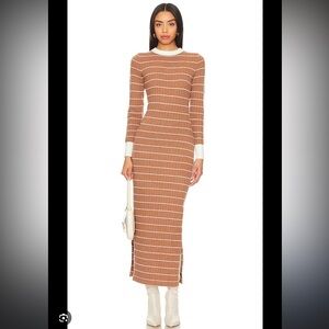 SNDYS Lance Knit Maxi Dress in Cafe & White